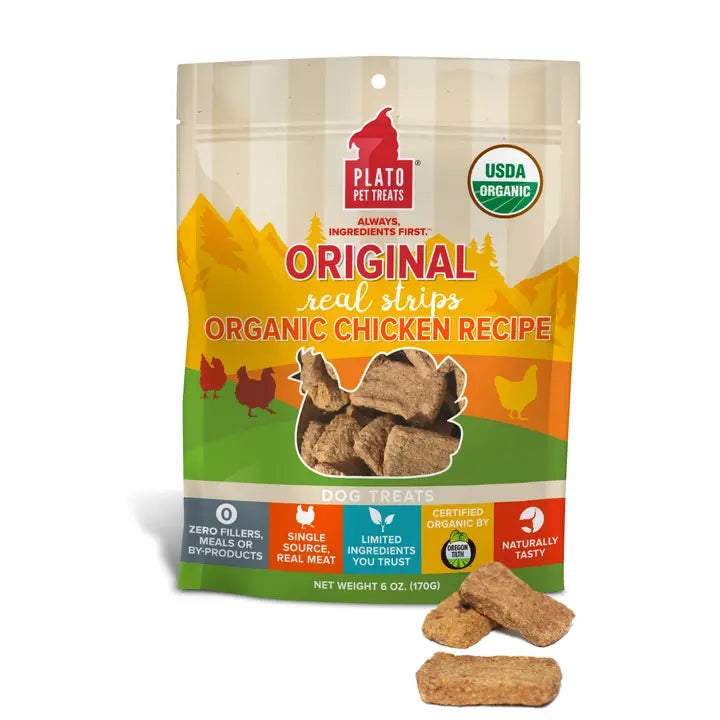 Plato Original Real Strips Dog Treats 6oz