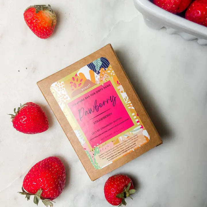 Bahati Pets Pawberry Shea Butter, Honey,& Goats Milk Bar Soap For Dogs
