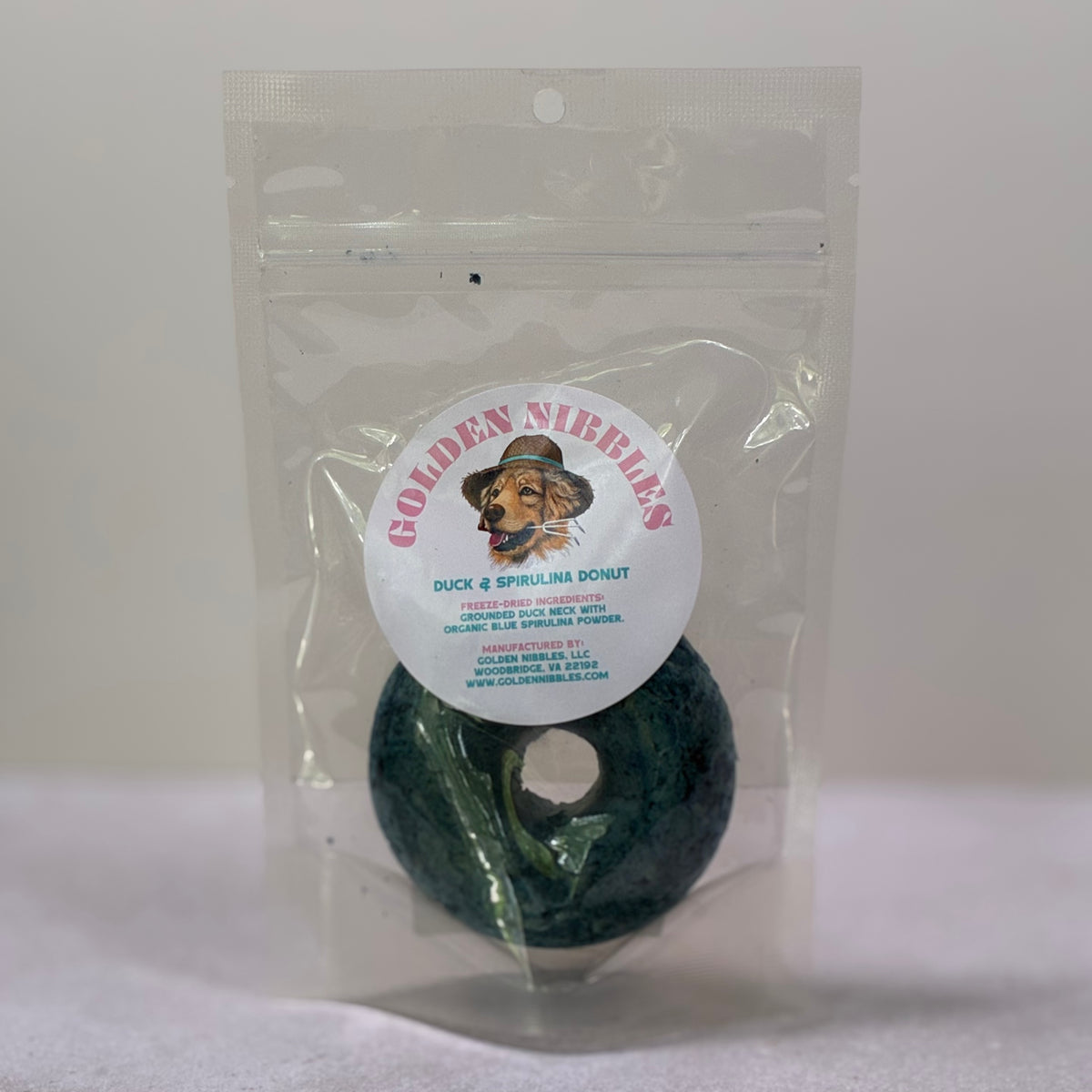 Pet Birthday | Golden Nibbles Duck & Spirulina Freeze Dried Donut
